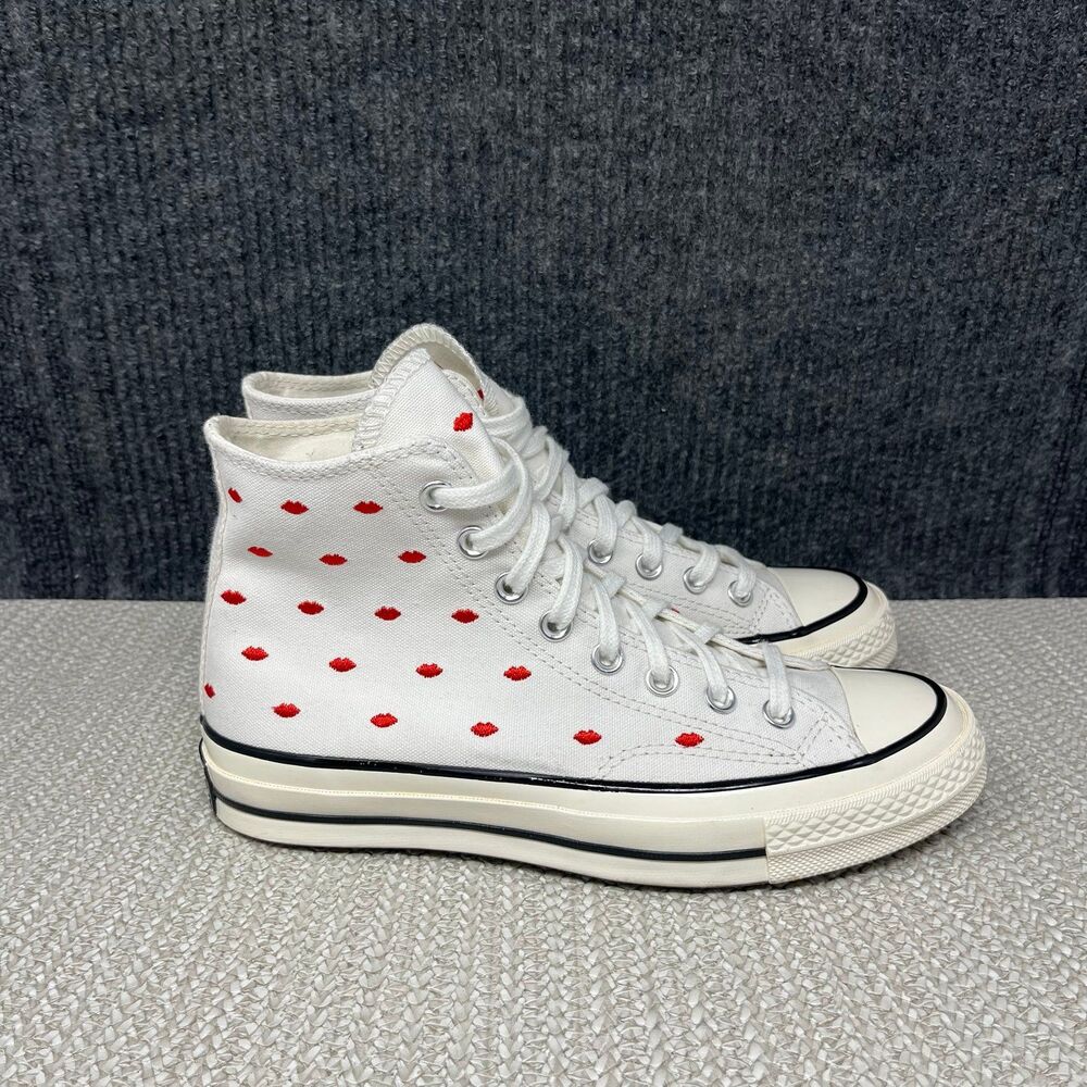 Converse Chuck 70 Embroidered Lips High Love Me White Sneakers Women’s 8.5